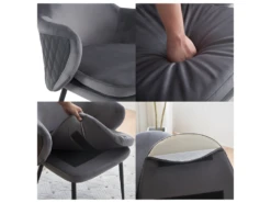 Chaise - Coutures En Tissu Et Cuir PU - Siège Amovible - Gris -Mobilia Boutique chaise 22690785