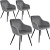 Lot De 4 Chaises Pieds Noir Siège De Salon Cuisine Salle à Manger Design élégant Velours Gris 08_0000076 -Mobilia Boutique chaise 22732077