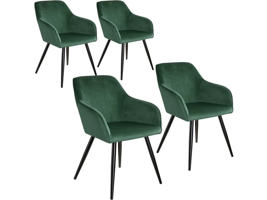 Lot De 4 Chaises Pieds Noir Siège De Salon Cuisine Salle à Manger Design élégant Velours Vert 08_0000074 3 Lot De 4 Chaises Pieds Noir Siège De Salon Cuisine Salle à Manger Design élégant Velours Vert 08_0000074