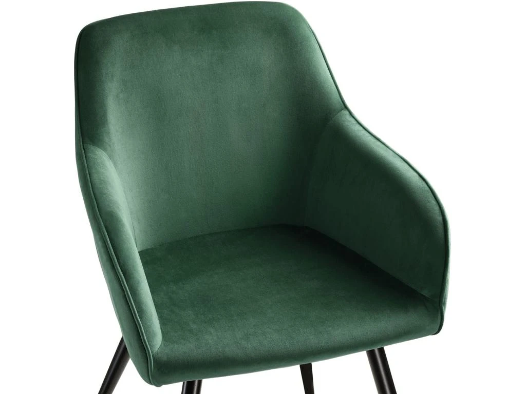 Lot De 4 Chaises Pieds Noir Siège De Salon Cuisine Salle à Manger Design élégant Velours Vert 08_0000074 7 Lot De 4 Chaises Pieds Noir Siège De Salon Cuisine Salle à Manger Design élégant Velours Vert 08_0000074 – Image 5