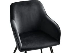 Lot De 4 Chaises Pieds Noir Siège De Salon Cuisine Salle à Manger Design élégant Velours Noir 08_0000080 -Mobilia Boutique chaise 22732125