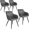 Lot De 4 Chaises Pieds Noir Siège De Salon Cuisine Salle à Manger Design élégant Tissu Gris 08_0000101 -Mobilia Boutique chaise 22732397