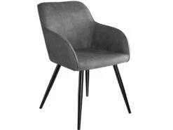 Lot De 4 Chaises Pieds Noir Siège De Salon Cuisine Salle à Manger Design élégant Tissu Gris 08_0000101 -Mobilia Boutique chaise 22732399