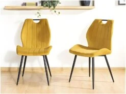 Chaise En Velours 51 X 46 X 91 Cm - Curry -Mobilia Boutique chaise 22741895