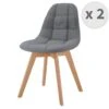 STELLA - Chaise Scandinave Tissu Gris Pieds Hêtre (x2) -Mobilia Boutique chaise 22745397