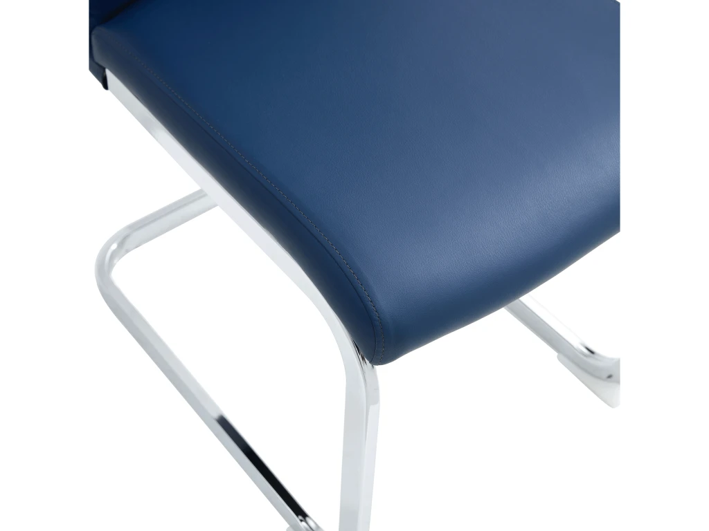 Lot De 4 Chaises De Salle à Manger - En Similicuir - Bleu 5 Lot De 4 Chaises De Salle à Manger - En Similicuir - Bleu – Image 3