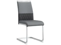 Lot De 4 Chaises De Salle à Manger - Dossier En Similicuir Et Lin - Gris -Mobilia Boutique chaise 22801675