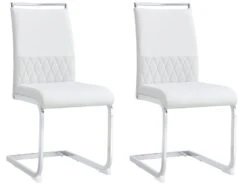 Lot De 4 Chaises De Salle à Manger - Dossier En Similicuir Et Lin - Blanc 7 Lot De 4 Chaises De Salle à Manger - Dossier En Similicuir Et Lin - Blanc -Mobilia Boutique chaise 22801693