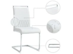 Lot De 4 Chaises De Salle à Manger - Dossier En Similicuir Et Lin - Blanc 8 Lot De 4 Chaises De Salle à Manger - Dossier En Similicuir Et Lin - Blanc -Mobilia Boutique chaise 22801695