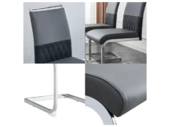 Lot De 2 Chaises De Salle à Manger - Dossier En Similicuir Et Lin - Gris -Mobilia Boutique chaise 22801763