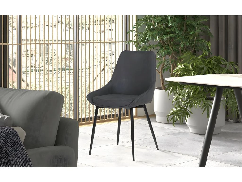 Chaise MICRA PU Gris Foncé, Dimensions: H86 X L49 X P61 Cm, Idéal Pour Un Salon De Prestige 4 Chaise MICRA PU Gris Foncé, Dimensions: H86 X L49 X P61 Cm, Idéal Pour Un Salon De Prestige – Image 2