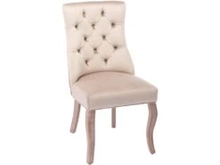 Lot De 4 Chaises De Salle à Manger En Velours - Matelassage De Boutons - Beige -Mobilia Boutique chaise 22860673