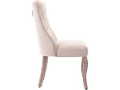 Lot De 4 Chaises De Salle à Manger En Velours - Matelassage De Boutons - Beige -Mobilia Boutique chaise 22860675