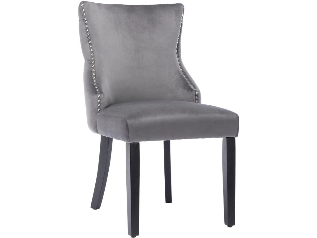 Lot De 6 Chaises De Salle à Manger En Velours - Cadre En Bois Massif - Gris 4 Lot De 6 Chaises De Salle à Manger En Velours - Cadre En Bois Massif - Gris – Image 2