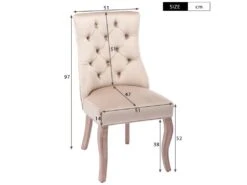 Lot De 2 Chaises De Salle à Manger En Velours - Matelassage De Boutons - Beige -Mobilia Boutique chaise 22860759