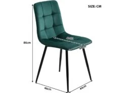 Lot De 4 Chaises De Salle à Manger - Structure En Métal - Tissu En Velours - Vert -Mobilia Boutique chaise 22860769