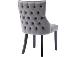 Lot De 4 Chaises De Salle à Manger En Velours - Cadre En Bois Massif - Gris -Mobilia Boutique chaise 22860787