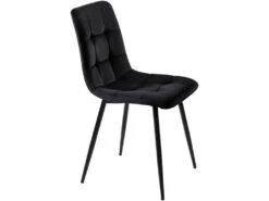 Lot De 4 Chaises De Salle à Manger - Structure En Métal - Tissu En Velours - Noir -Mobilia Boutique chaise 22860845
