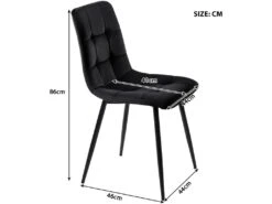 Lot De 4 Chaises De Salle à Manger - Structure En Métal - Tissu En Velours - Noir -Mobilia Boutique chaise 22860849
