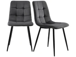 Lot De 4 Chaises De Salle à Manger - Structure En Métal - Tissu En Velours - Gris -Mobilia Boutique chaise 22860893