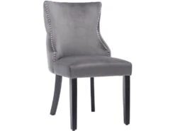 Lot De 2 Chaises De Salle à Manger En Velours - Cadre En Bois Massif - Gris -Mobilia Boutique chaise 22860903