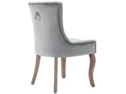 Lot De 6 Chaises En Velours - Avec Pieds En Bois Massif - Gris -Mobilia Boutique chaise 22934591
