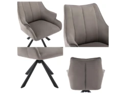 Lot De 4 Chaises En Patchwork De Velours - Pieds En Métal - Taupe -Mobilia Boutique chaise 22934667