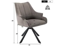 Lot De 4 Chaises En Patchwork De Velours - Pieds En Métal - Taupe -Mobilia Boutique chaise 22934669