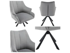 Lot De 2 Chaises En Patchwork De Velours - Pieds En Métal - Gris -Mobilia Boutique chaise 22934677