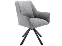 Lot De 6 Chaises En Velours Et Similicuir - Pieds En Métal - Gris -Mobilia Boutique chaise 22934683