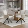 Lot De 2 Chaises En Velours Et Similicuir - Pieds En Métal - Beige -Mobilia Boutique chaise 22934701