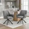Lot De 2 Chaises En Velours Et Similicuir - Pieds En Métal - Gris -Mobilia Boutique chaise 22935347