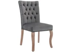 Lot De 4 Chaises Capitonné En Velours - Cadre En Bois Massif - Gris -Mobilia Boutique chaise 23008761