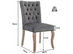 Lot De 6 Chaises Capitonné En Velours - Cadre En Bois Massif - Gris -Mobilia Boutique chaise 23008773