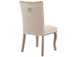 Lot De 2 Chaises Capitonné En Velours - Cadre En Bois Massif - Beige -Mobilia Boutique chaise 23008779