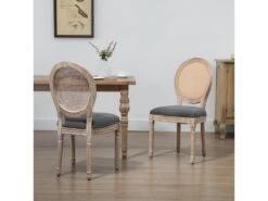 Lot De 2 Chaises De Salle à Manger - Chaise De Salon Médaillon Style Louis XVI - Bois Massif Sculpté, Patiné - Dossier Cannage - Aspect Lin Gris 10 Lot De 2 Chaises De Salle à Manger - Chaise De Salon Médaillon Style Louis XVI - Bois Massif Sculpté, Patiné - Dossier Cannage - Aspect Lin Gris -Mobilia Boutique chaise 23021787