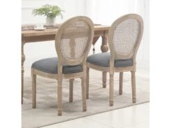 Lot De 2 Chaises De Salle à Manger - Chaise De Salon Médaillon Style Louis XVI - Bois Massif Sculpté, Patiné - Dossier Cannage - Aspect Lin Gris 11 Lot De 2 Chaises De Salle à Manger - Chaise De Salon Médaillon Style Louis XVI - Bois Massif Sculpté, Patiné - Dossier Cannage - Aspect Lin Gris -Mobilia Boutique chaise 23021789