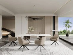 Lot De 2 Chaises MUSE - Avec Accoudoirs - Tissu - Beige -Mobilia Boutique chaise 23023849