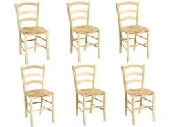 Lot De 6 Chaises PAYSANNE - Hêtre Massif Teinté Naturel, Paille De Riz 17 Lot De 6 Chaises PAYSANNE - Hêtre Massif Teinté Naturel, Paille De Riz -Mobilia Boutique chaise 232157