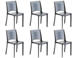 Lot De 6 Chaises Empilables HELLY - Polycarbonate Plein - Gris Ardoise -Mobilia Boutique chaise 234567