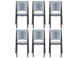 Lot De 6 Chaises Empilables HELLY - Polycarbonate Plein - Gris Ardoise -Mobilia Boutique chaise 234609