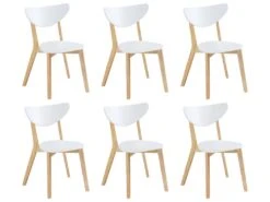 Lot De 6 Chaises CARINE - Hévéa Massif Et MDF - Blanc -Mobilia Boutique chaise 259657