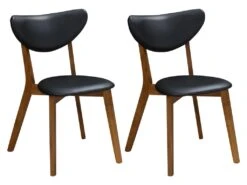 Lot De 6 Chaises LISETTE - Hévéa Massif & Simili - Noyer Et Noir -Mobilia Boutique chaise 259765 1