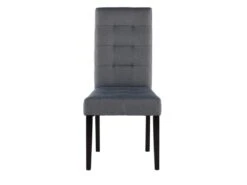 Lot De 2 Chaises VILLOSA - Tissu Gris & Pieds Bois Noir -Mobilia Boutique chaise 262975