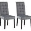 Lot De 2 Chaises VILLOSA - Tissu Gris & Pieds Bois Noir -Mobilia Boutique chaise 262977