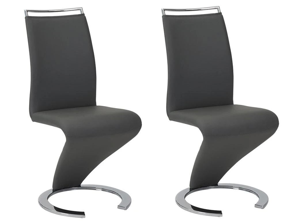 Lot De 2 Chaises TWIZY - Simili Noir 3 Lot De 2 Chaises TWIZY - Simili Noir
