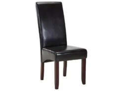 Lot De 6 Chaises ROVIGO - Simili Marron Brillant - Pieds Bois Foncé -Mobilia Boutique chaise 268721