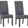 Lot De 2 Chaises ROVIGO - Simili Gris Mat - Pieds Bois Noir -Mobilia Boutique chaise 268783