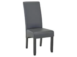 Lot De 6 Chaises ROVIGO - Simili Gris Mat - Pieds Bois Noir -Mobilia Boutique chaise 268803