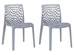 Lot De 2 Chaises Empilables DIADEME - Polypropylène - Gris Clair -Mobilia Boutique chaise 269773